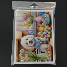 Load image into Gallery viewer, Decorating Easter Coton de Tulear Greeting Cards - Blank Note Cards – 8-Pack of Artist-Designed Cards with Envelopes