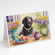 Load image into Gallery viewer, Decorating Easter Curly-Coated Retriever Greeting Cards - Blank Note Cards – 8-Pack of Artist-Designed Cards with Envelopes