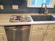 Load image into Gallery viewer, Decorating Easter Dachshund Dish Drying Mat
