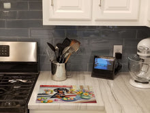 Load image into Gallery viewer, Decorating Easter Dachshund Glass Cutting Boards – Durable, Decorative Kitchen Art