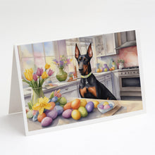 Load image into Gallery viewer, Decorating Easter Doberman Pinscher Greeting Cards - Blank Note Cards – 8-Pack of Artist-Designed Cards with Envelopes