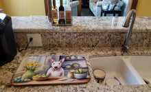 Load image into Gallery viewer, Decorating Easter English Bull Terrier Dish Drying Mat