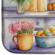 Load image into Gallery viewer, Decorating Easter English Setter Dish Drying Mat