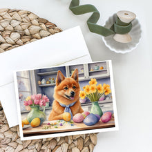 Load image into Gallery viewer, Decorating Easter Finnish Spitz Greeting Cards - Blank Note Cards – 8-Pack of Artist-Designed Cards with Envelopes
