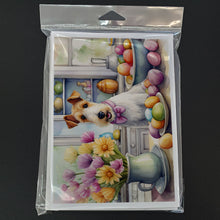 Load image into Gallery viewer, Decorating Easter Fox Terrier Greeting Cards - Blank Note Cards – 8-Pack of Artist-Designed Cards with Envelopes