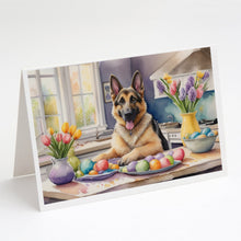 Load image into Gallery viewer, Decorating Easter German Shepherd Greeting Cards - Blank Note Cards – 8-Pack of Artist-Designed Cards with Envelopes