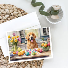 Load image into Gallery viewer, Decorating Easter Golden Retriever Greeting Cards - Blank Note Cards – 8-Pack of Artist-Designed Cards with Envelopes