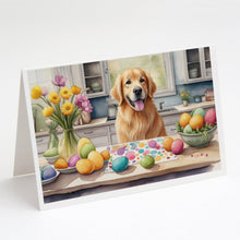 Load image into Gallery viewer, Decorating Easter Golden Retriever Greeting Cards - Blank Note Cards – 8-Pack of Artist-Designed Cards with Envelopes