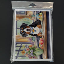 Load image into Gallery viewer, Decorating Easter Greater Swiss Mountain Dog Greeting Cards - Blank Note Cards – 8-Pack of Artist-Designed Cards with Envelopes