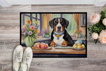Load image into Gallery viewer, Decorating Easter Greater Swiss Mountain Dog Doormat-24x36 Indoor / Outdoor Rug | Made in USA