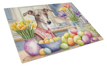 Load image into Gallery viewer, Decorating Easter Italian Greyhound Glass Cutting Boards – Durable, Decorative Kitchen Art