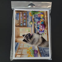 Load image into Gallery viewer, Decorating Easter Keeshond Greeting Cards - Blank Note Cards – 8-Pack of Artist-Designed Cards with Envelopes