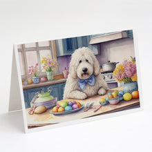 Load image into Gallery viewer, Decorating Easter Komondor Greeting Cards - Blank Note Cards – 8-Pack of Artist-Designed Cards with Envelopes