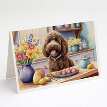 Load image into Gallery viewer, Decorating Easter Labradoodle Greeting Cards - Blank Note Cards – 8-Pack of Artist-Designed Cards with Envelopes