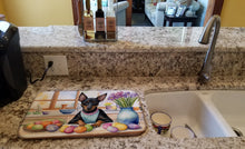 Load image into Gallery viewer, Decorating Easter Manchester Terrier Dish Drying Mat