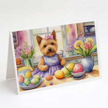 Load image into Gallery viewer, Decorating Easter Norwich Terrier Greeting Cards - Blank Note Cards – 8-Pack of Artist-Designed Cards with Envelopes