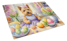 Load image into Gallery viewer, Decorating Easter Norwich Terrier Glass Cutting Boards – Durable, Decorative Kitchen Art