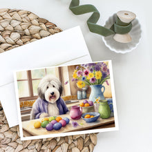 Load image into Gallery viewer, Decorating Easter Old English Sheepdog Greeting Cards - Blank Note Cards – 8-Pack of Artist-Designed Cards with Envelopes