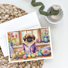 Load image into Gallery viewer, Decorating Easter Pekingese Greeting Cards - Blank Note Cards – 8-Pack of Artist-Designed Cards with Envelopes