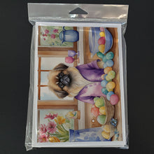 Load image into Gallery viewer, Decorating Easter Pekingese Greeting Cards - Blank Note Cards – 8-Pack of Artist-Designed Cards with Envelopes