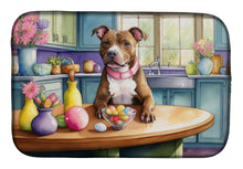 Load image into Gallery viewer, Decorating Easter Pit Bull Terrier Dish Drying Mat