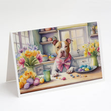 Load image into Gallery viewer, Decorating Easter Pit Bull Terrier Greeting Cards - Blank Note Cards – 8-Pack of Artist-Designed Cards with Envelopes