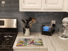 Load image into Gallery viewer, Decorating Easter Pit Bull Terrier Glass Cutting Boards – Durable, Decorative Kitchen Art