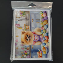Load image into Gallery viewer, Decorating Easter Pomeranian Greeting Cards - Blank Note Cards – 8-Pack of Artist-Designed Cards with Envelopes