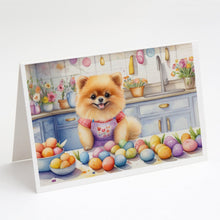 Load image into Gallery viewer, Decorating Easter Pomeranian Greeting Cards - Blank Note Cards – 8-Pack of Artist-Designed Cards with Envelopes