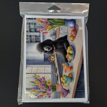 Load image into Gallery viewer, Decorating Easter Black Poodle Greeting Cards - Blank Note Cards – 8-Pack of Artist-Designed Cards with Envelopes