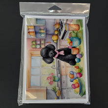 Load image into Gallery viewer, Decorating Easter Black Poodle Greeting Cards - Blank Note Cards – 8-Pack of Artist-Designed Cards with Envelopes
