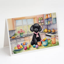 Load image into Gallery viewer, Decorating Easter Black Poodle Greeting Cards - Blank Note Cards – 8-Pack of Artist-Designed Cards with Envelopes