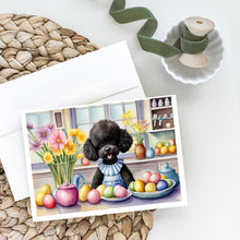 Load image into Gallery viewer, Decorating Easter Black Poodle Greeting Cards - Blank Note Cards – 8-Pack of Artist-Designed Cards with Envelopes