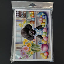 Load image into Gallery viewer, Decorating Easter Black Poodle Greeting Cards - Blank Note Cards – 8-Pack of Artist-Designed Cards with Envelopes