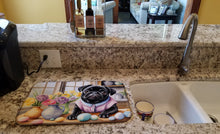 Load image into Gallery viewer, Decorating Easter Pug Dish Drying Mat