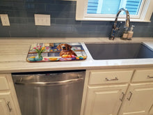 Load image into Gallery viewer, Decorating Easter Redbone Coonhound Dish Drying Mat