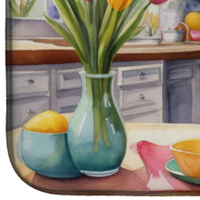 Load image into Gallery viewer, Decorating Easter Redbone Coonhound Dish Drying Mat