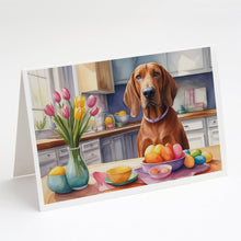 Load image into Gallery viewer, Decorating Easter Redbone Coonhound Greeting Cards - Blank Note Cards – 8-Pack of Artist-Designed Cards with Envelopes