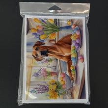 Load image into Gallery viewer, Decorating Easter Rhodesian Ridgeback Greeting Cards - Blank Note Cards – 8-Pack of Artist-Designed Cards with Envelopes