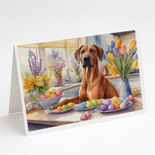 Load image into Gallery viewer, Decorating Easter Rhodesian Ridgeback Greeting Cards - Blank Note Cards – 8-Pack of Artist-Designed Cards with Envelopes