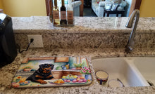 Load image into Gallery viewer, Decorating Easter Rottweiler Dish Drying Mat