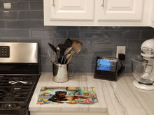 Load image into Gallery viewer, Decorating Easter Rottweiler Glass Cutting Boards – Durable, Decorative Kitchen Art