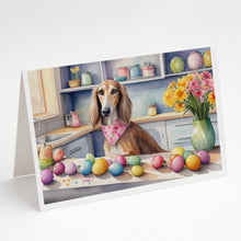 Load image into Gallery viewer, Decorating Easter Saluki Greeting Cards - Blank Note Cards – 8-Pack of Artist-Designed Cards with Envelopes