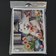 Load image into Gallery viewer, Decorating Easter Samoyed Greeting Cards - Blank Note Cards – 8-Pack of Artist-Designed Cards with Envelopes