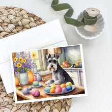 Load image into Gallery viewer, Decorating Easter Schnauzer Greeting Cards - Blank Note Cards – 8-Pack of Artist-Designed Cards with Envelopes