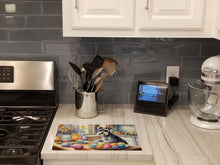Load image into Gallery viewer, Decorating Easter Schnauzer Glass Cutting Boards – Durable, Decorative Kitchen Art