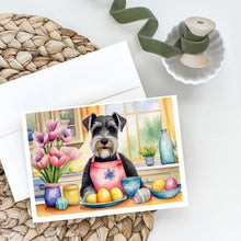 Load image into Gallery viewer, Decorating Easter Schnauzer Greeting Cards - Blank Note Cards – 8-Pack of Artist-Designed Cards with Envelopes