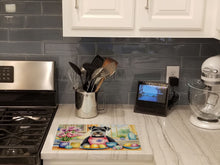 Load image into Gallery viewer, Decorating Easter Schnauzer Glass Cutting Boards – Durable, Decorative Kitchen Art