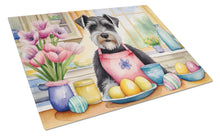 Load image into Gallery viewer, Decorating Easter Schnauzer Glass Cutting Boards – Durable, Decorative Kitchen Art