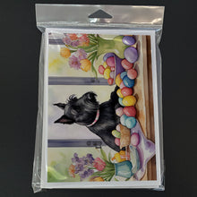 Load image into Gallery viewer, Decorating Easter Scottish Terrier Greeting Cards - Blank Note Cards – 8-Pack of Artist-Designed Cards with Envelopes